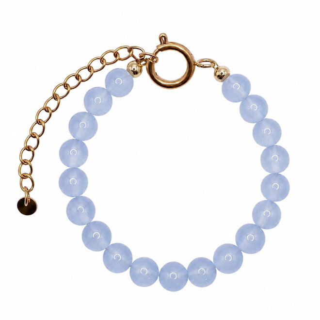 Armband charlie 8mm licht blauw goud