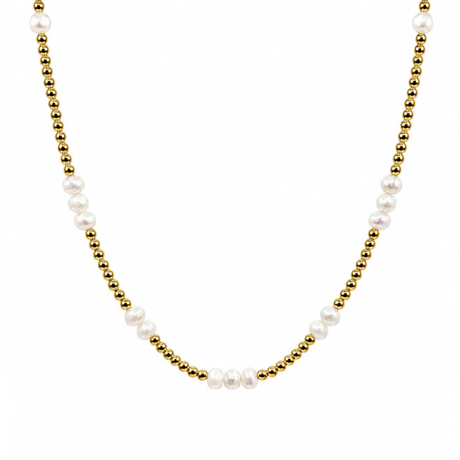 Ketting beads 3mm parel goud