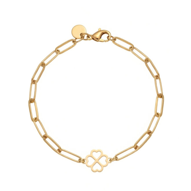 Armband chain big klaver goud
