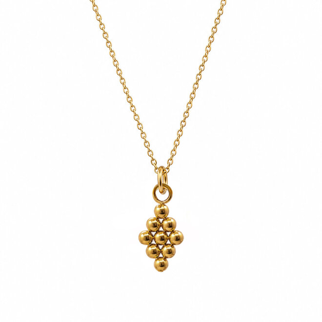 Ketting ruit 3d bolletjes goud