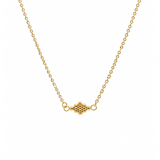 Ketting ruit 3d bolletjes horizontaal goud