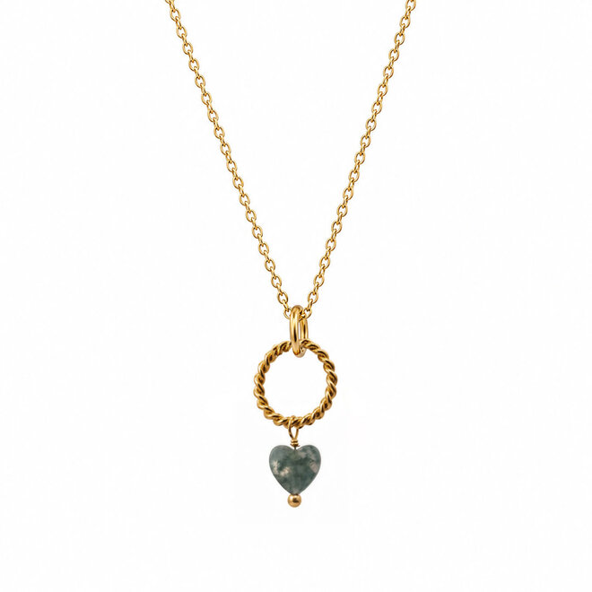 Ketting twisted ring heart indian agaat goud