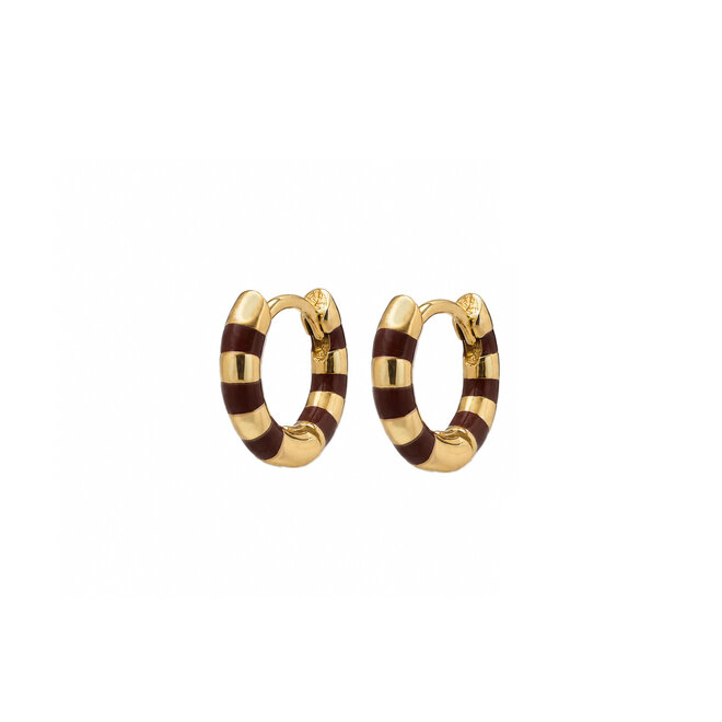 Creolen small striped donker bruin goud