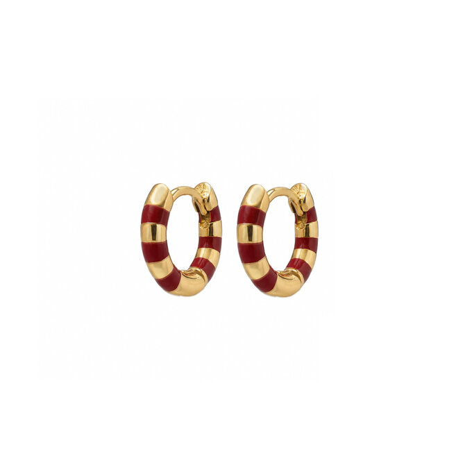 Creolen small striped burgundy goud