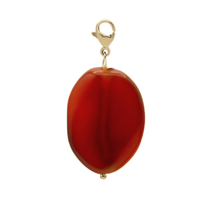 Charm big oval striped agaat roodbruin goud