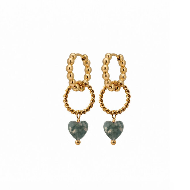 Oorringen (dots) twisted ring heart indian agaat goud