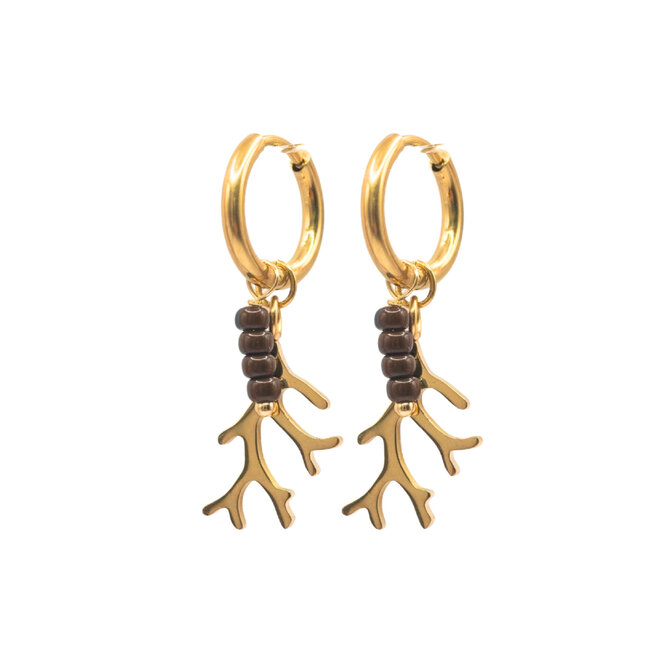 Oorringen woodland bruin goud