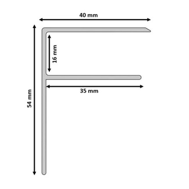 Aluminium F-profiel 16 mm