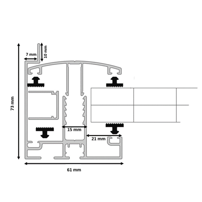 Aluminium Klick® zijprofiel 16-32 mm