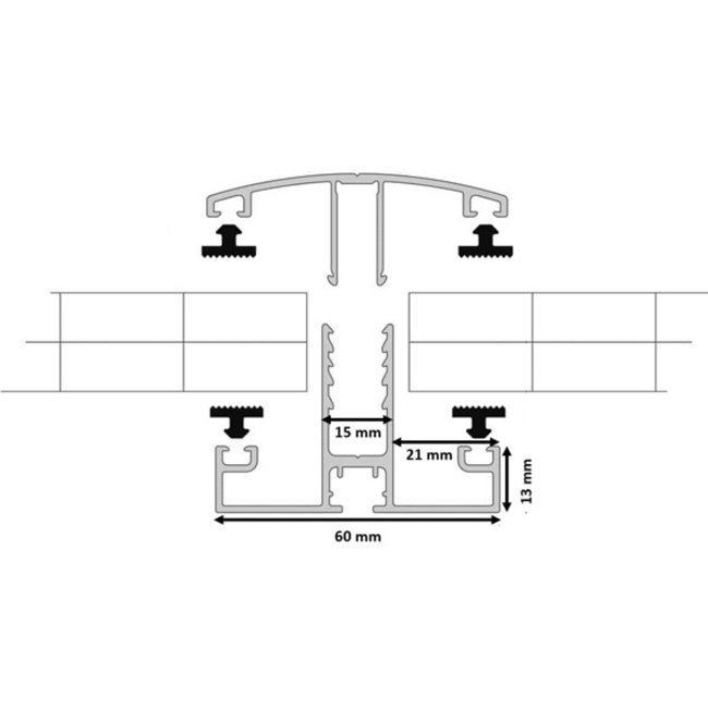 Aluminium Klick® tussenprofiel 16-32 mm