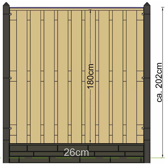 Betonpaal Schelde diamantkop  8.5 x 8.5 cm wit/grijs (190 en 277 cm)