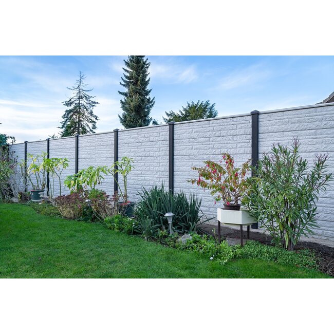 Betonplaat rotsmotief - wit/grijs - 184 cm