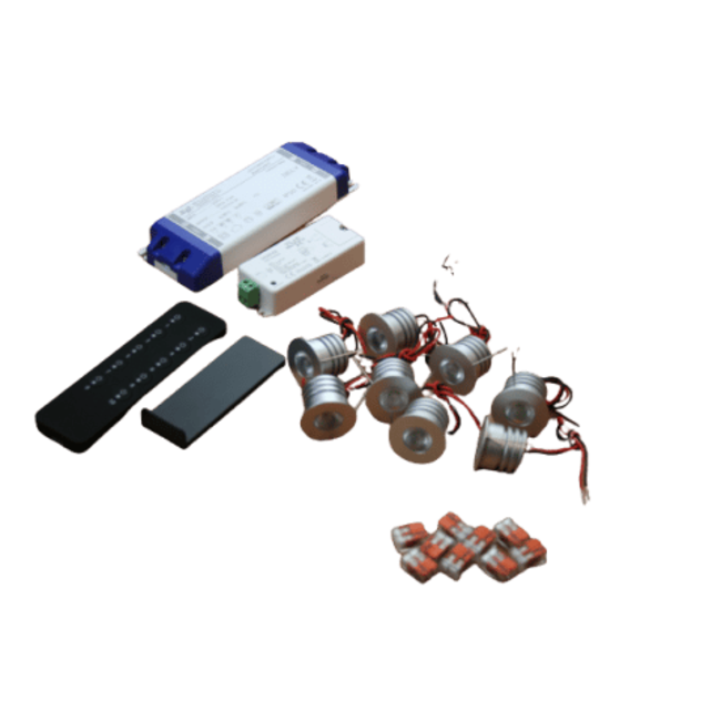 Complete set van 6 inbouwspots inclusief toebehoren