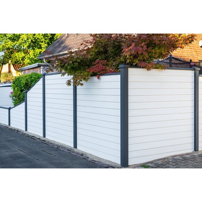 Betonplaat Rabat Houtmotief - Wit/grijs - 184 cm