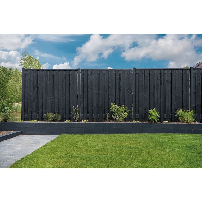 Tuinscherm Stuttgart zwart + geïmpregneerd  - 19 planks