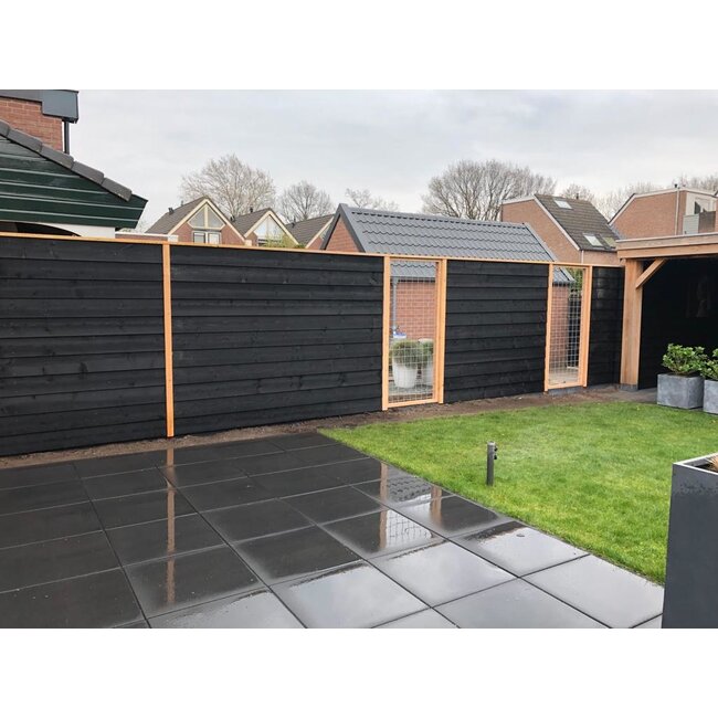 Gespoten vuren Zweeds Rabat plank zwart 1/2.3x18 cm