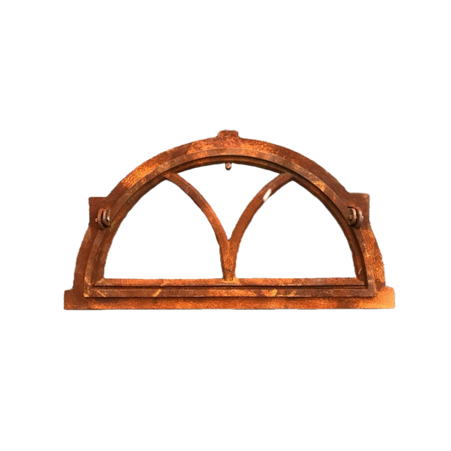 Gietijzeren half-kiep raam geboogd 69x37 cm