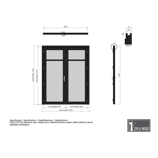 Steellook Dubbele deur - 189,4 x 234,5 cm