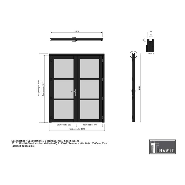 Steellook Dubbele deur - 189,4 x 234,5 cm
