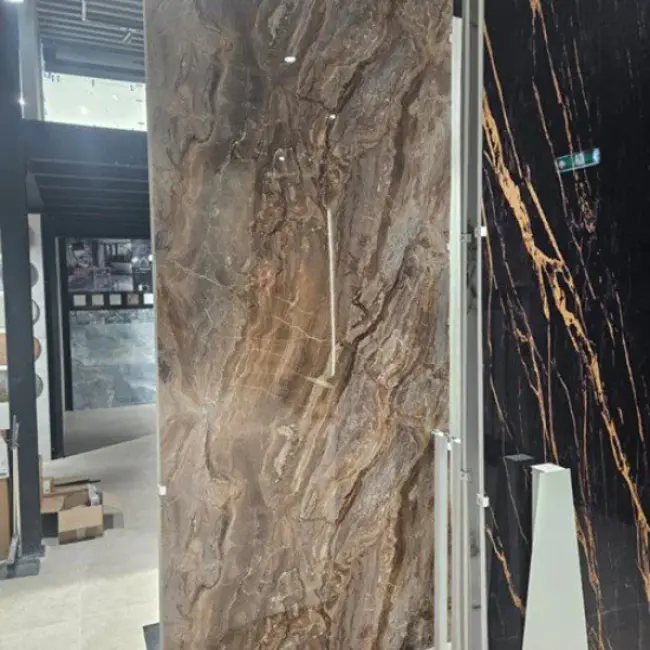 Marmer wandpaneel PVC hoogglans bruin 120x280 cm