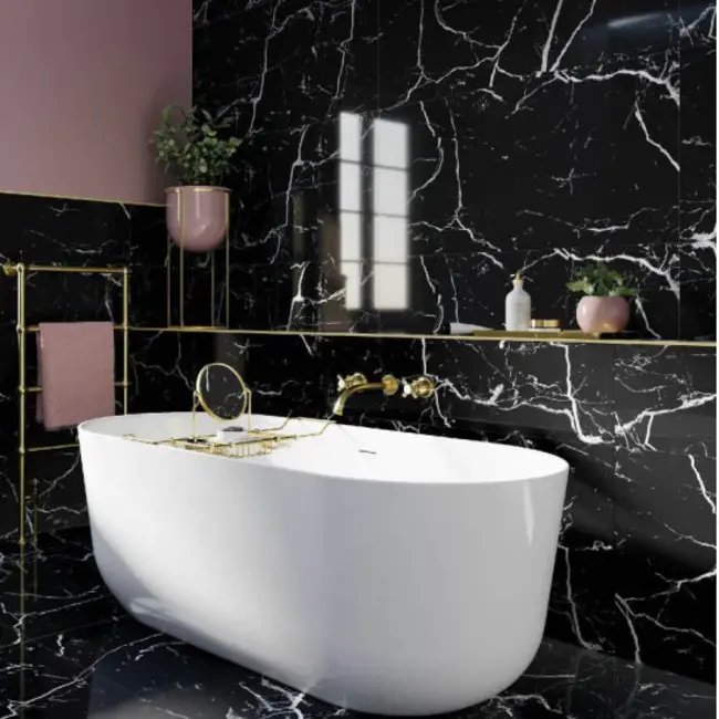 Marmer wandpaneel PVC zwart-wit 120x280 cm