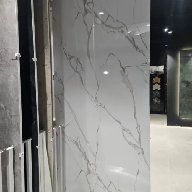 Marmer wandpaneel PVC hoogglans wit-grijs 120x280 cm