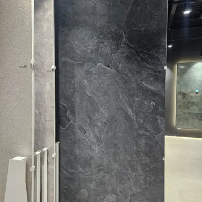 Marmer wandpaneel PVC mat ardesia-zwart 120x280 cm