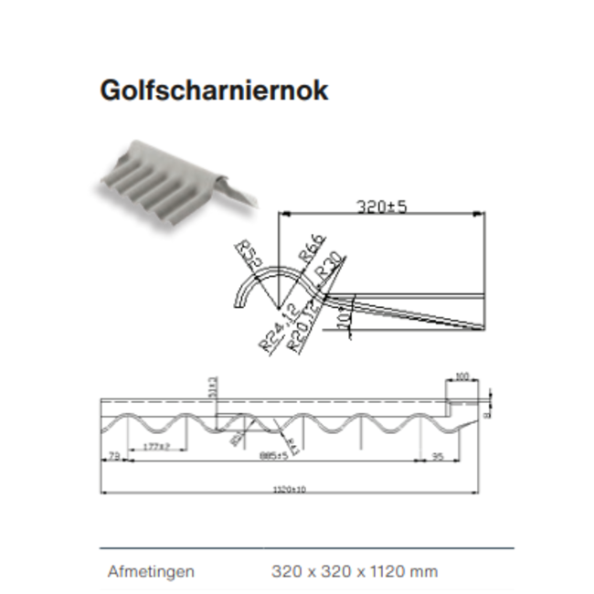 Vezelcement scharniernokken set van 2- 105 cm | SP  OP=OP