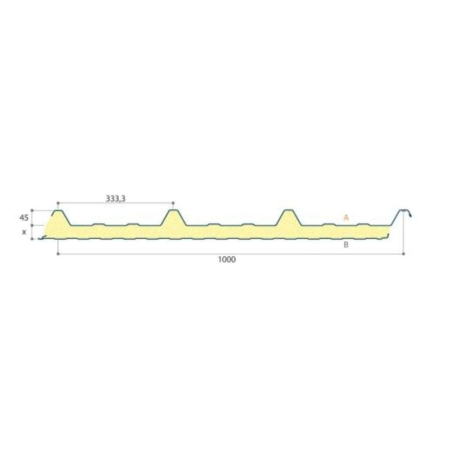 Trapezium sandwichpaneel 333/1000 antraciet/wit 40mm dak