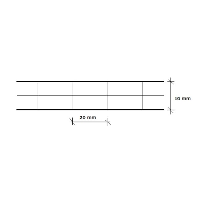 Polycarbonaat kanaalplaat 16 mm helder 3-wandig