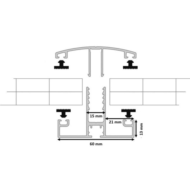 Aluminium Klick® tussenprofiel 16-32 mm - ACTIE