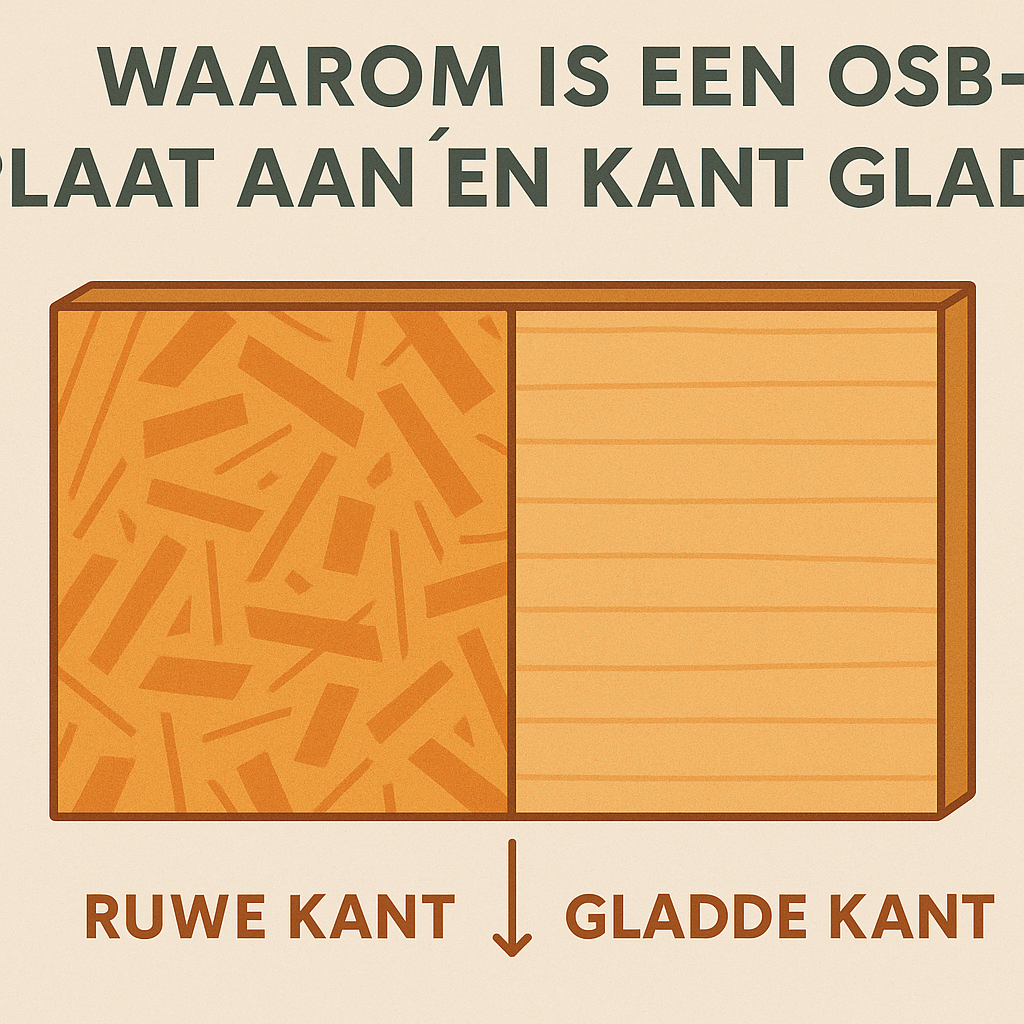 Waarom is een OSB plaat aan één kant glad? 