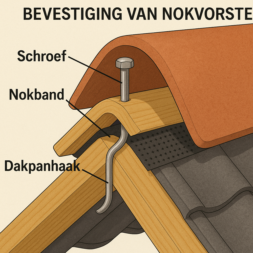 Hoe moeten nokvorsten bevestigd worden?
