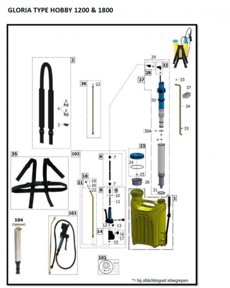Gloria Rugspuit Gloria Hobby 1800 Gloria Rugspuit Gloria Hobby 1800