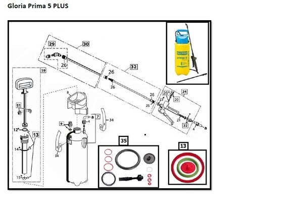 Gloria Gloria knijpkraan compleet, zuurbestendig Gloria Gloria knijpkraan compleet, zuurbestendig