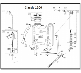 Gloria Alle onderdelen Gloria rugspuit Classic 1200 Gloria Alle onderdelen Gloria rugspuit Classic 1200