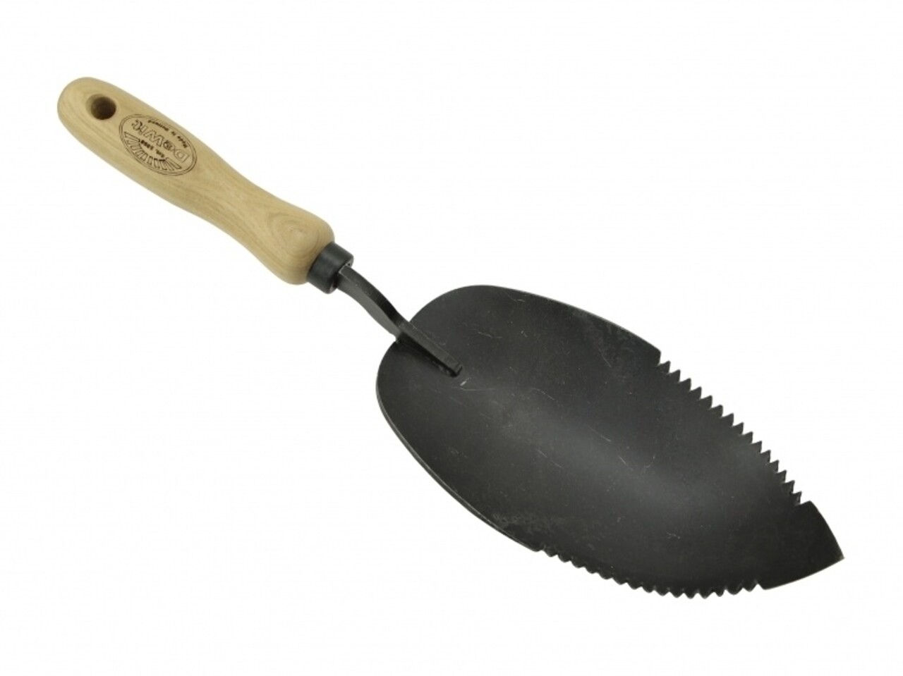 De Wit De Wit Potgrond schep met gekartelde snede en essen houten handvat De Wit De Wit Potgrond schep met gekartelde snede en essen houten handvat