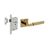 Intersteel Set loopslot / toiletslot wit met deurkruk Baustil op rozet 55x55mm PVD messingkleur Intersteel Set loopslot / toiletslot wit met deurkruk Baustil op rozet 55x55mm PVD messingkleur