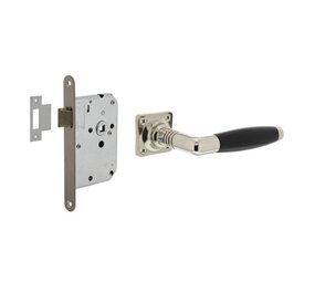 Intersteel Set loopslot / toiletslot rvs met deurkruk Ton basic op rozet 38x38mm nikkel