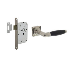 Intersteel Set loopslot / toiletslot rvs met deurkruk Ton basic op rozet 38x38mm nikkel mat