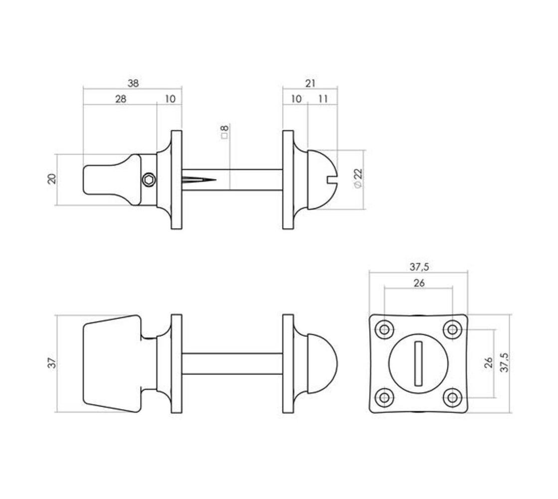 Intersteel Set loopslot / toiletslot rvs met deurkruk Ton basic op rozet 38x38mm nikkel mat Intersteel Set loopslot / toiletslot rvs met deurkruk Ton basic op rozet 38x38mm nikkel mat