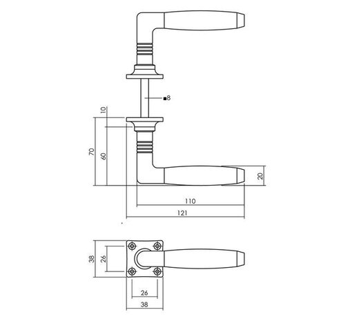 Intersteel Set loopslot / toiletslot rvs met deurkruk Ton basic op rozet 38x38mm nikkel mat Intersteel Set loopslot / toiletslot rvs met deurkruk Ton basic op rozet 38x38mm nikkel mat