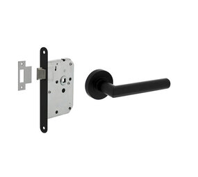Intersteel Set loopslot / toiletslot zwart met deurkruk Bastian op rozet ø52x10mm zwart