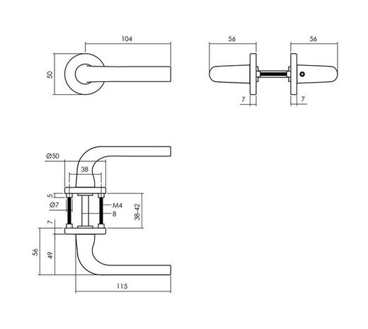 Intersteel Set loopslot / toiletslot zwart met deurkruk Eucla met rozet ø50x7mm zwart Intersteel Set loopslot / toiletslot zwart met deurkruk Eucla met rozet ø50x7mm zwart