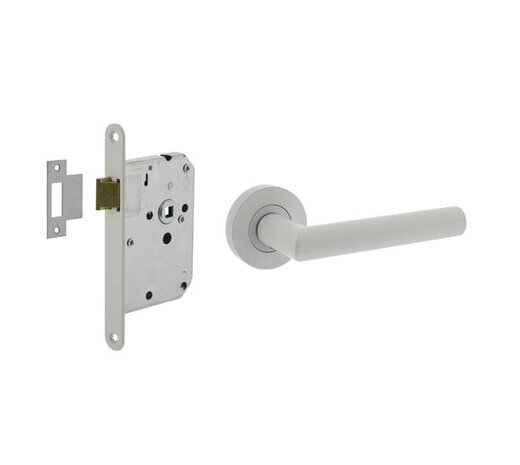Intersteel Set loopslot / toiletslot wit met deurkruk Bastian op rozet ø52x10mm wit Intersteel Set loopslot / toiletslot wit met deurkruk Bastian op rozet ø52x10mm wit