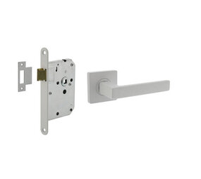 Intersteel Set loopslot / toiletslot wit met deurkruk Hera op rozet 55x55mm wit