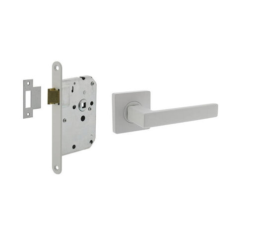 Intersteel Set loopslot / toiletslot wit met deurkruk Hera op rozet 55x55mm wit Intersteel Set loopslot / toiletslot wit met deurkruk Hera op rozet 55x55mm wit