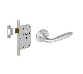 Intersteel Set loopslot / toiletslot wit met deurkruk Jupiter op rozet ø53x8mm rvs