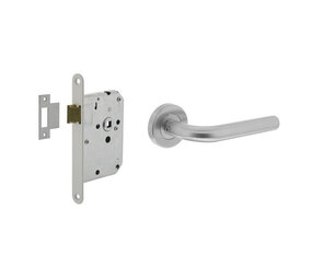 Intersteel Set loopslot / toiletslot wit met deurkruk Recht op rozet ø53x9mm rvs