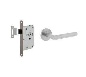 Intersteel Set loopslot / toiletslot rvs met deurkruk Jura op rozet ø53x9mm rvs